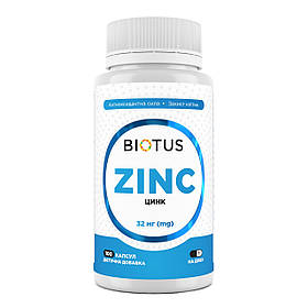 Цинк, Zinc, Biotus, 32 мг, 100 капсул