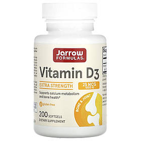 Вітамін D3, холекальциферол, Vitamin D3, Jarrow Formulas, 1000 МО, 200 гелевих капсул