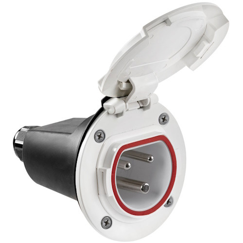 Виделка панельна 3 контактна, IP67, 220 В, 32 А, поліамід, Osculati.