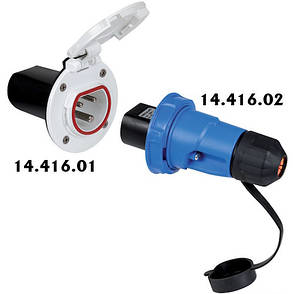 Виделка панельна 3 контактна, IP67, 230 В, 16 А, поліамід, Osculati., фото 3