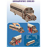 Дерев'яний конструктор, 3D-пазл, Шкільний автобус, 107 деталей, фото 3