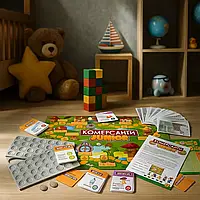 Дитяча настільна економічна гра Комерсанти Ігрове поле з фішками вчить фінансистів розвиває роботу в команді