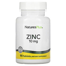 Цинк в таблетках, Zinc, Nature's Plus, 10 мг, 90 таблеток