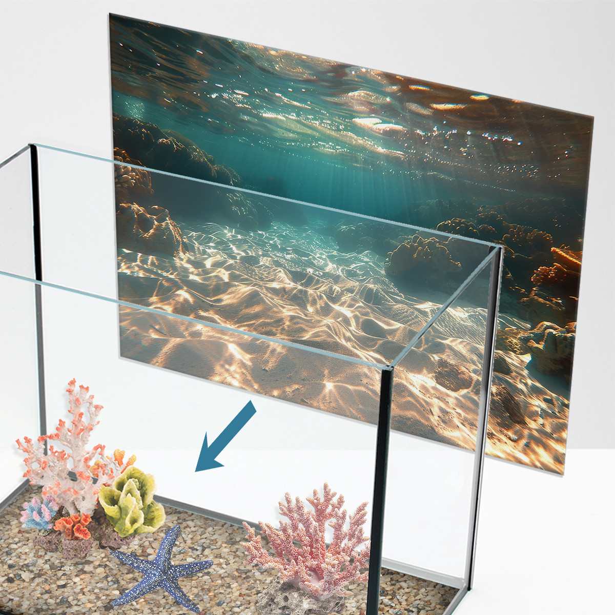 Наліпка для акваріума Підводні рифи (400х650)