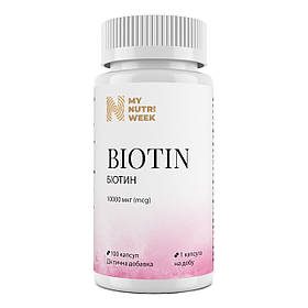 Біотин, Biotin, My Nutri Week, 10000 мкг, 100 капсул