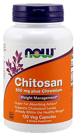 Хітозан та хром для схуднення, Chitosan, Now Foods, 500 мг, 120 капсул