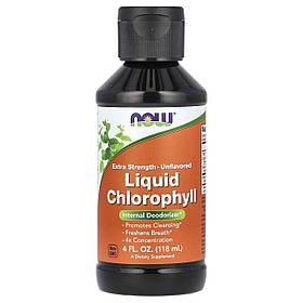 Хлорофіл рідкий, Liquid Chlorophyll, NOW Foods, екстра-сила, без ароматизаторів, 118 мл