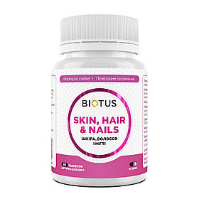 Шкіра, волосся та нігті, Skin, Hair & Nails, Biotus, 30 таблеток