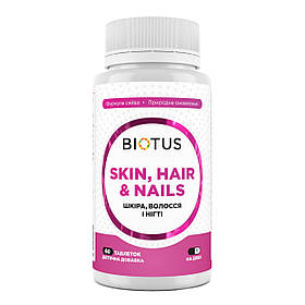 Шкіра, волосся та нігті, Skin, Hair & Nails, Biotus, 60 таблеток