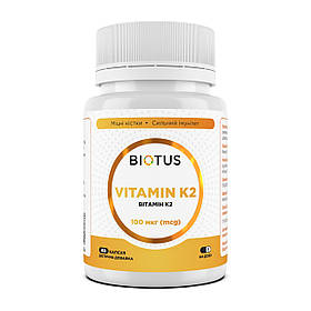 Вітамін К2-менахінон-7, Vitamin K2 MK-7, Biotus, 100 мкг, 60 капсул