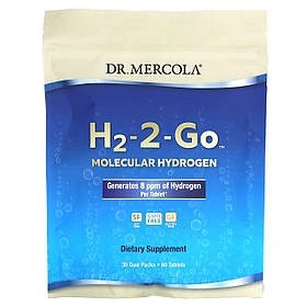 Молекулярний водень, H2-2-Go, Dr. Mercola, 30 подвійних упаковок, 60 таблеток