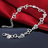Жіночий браслет із сердечками та квітами серце стерл. ср. тіффані tiffany, фото 2