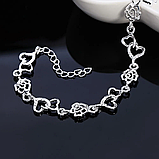 Жіночий браслет із сердечками та квітами серце стерл. ср. тіффані tiffany, фото 3