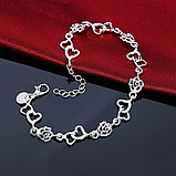 Жіночий браслет із сердечками та квітами серце стерл. ср. тіффані tiffany, фото 4