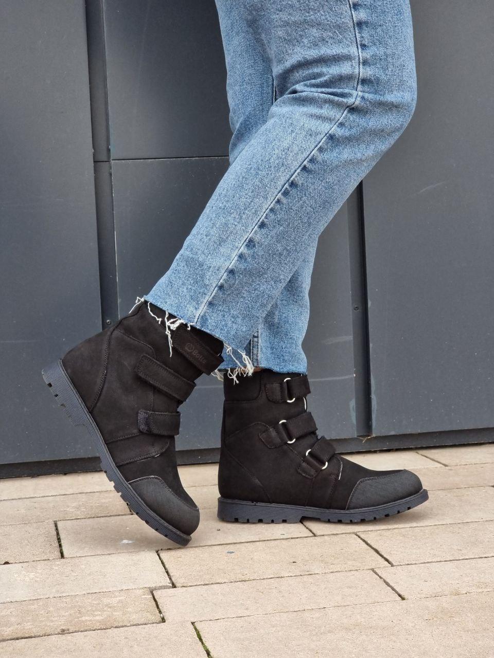 Дитячі зимові шкіряні ортопедичні черевики на хутрі з супінатором на хлопчика 37 розмір, фото 1