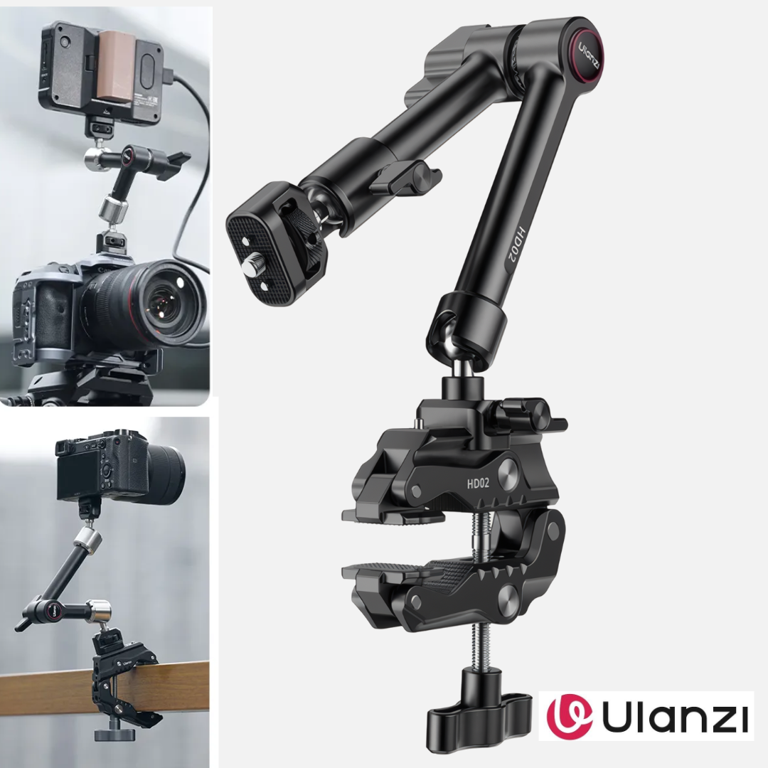 Затискач з шарнірним кріпленням для фотоапарата обладнання телефону струбцина з кульовою головою 1/4" Ulanzi HD02, фото 1