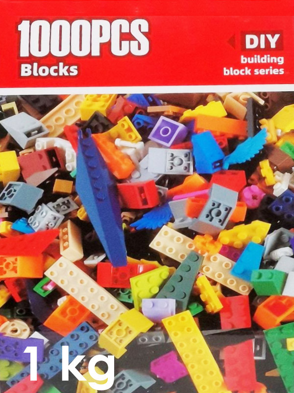 Набір будівельних блоків (цегла), деталей для будь-якої тематики дитячого конструктора, що розвиває, DIY 1000 шт. великий (1 кг) з