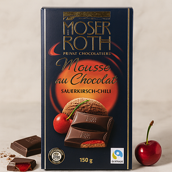 Шоколад «Moser Roth» з вишнею та перцем чилі. 150гр. Німеччина.