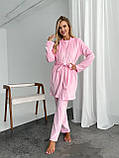 Жіночий домашній велюровий костюм-трійка фіолетового  кольору (лавандовий), для затишний і приємний до тіла, фото 7