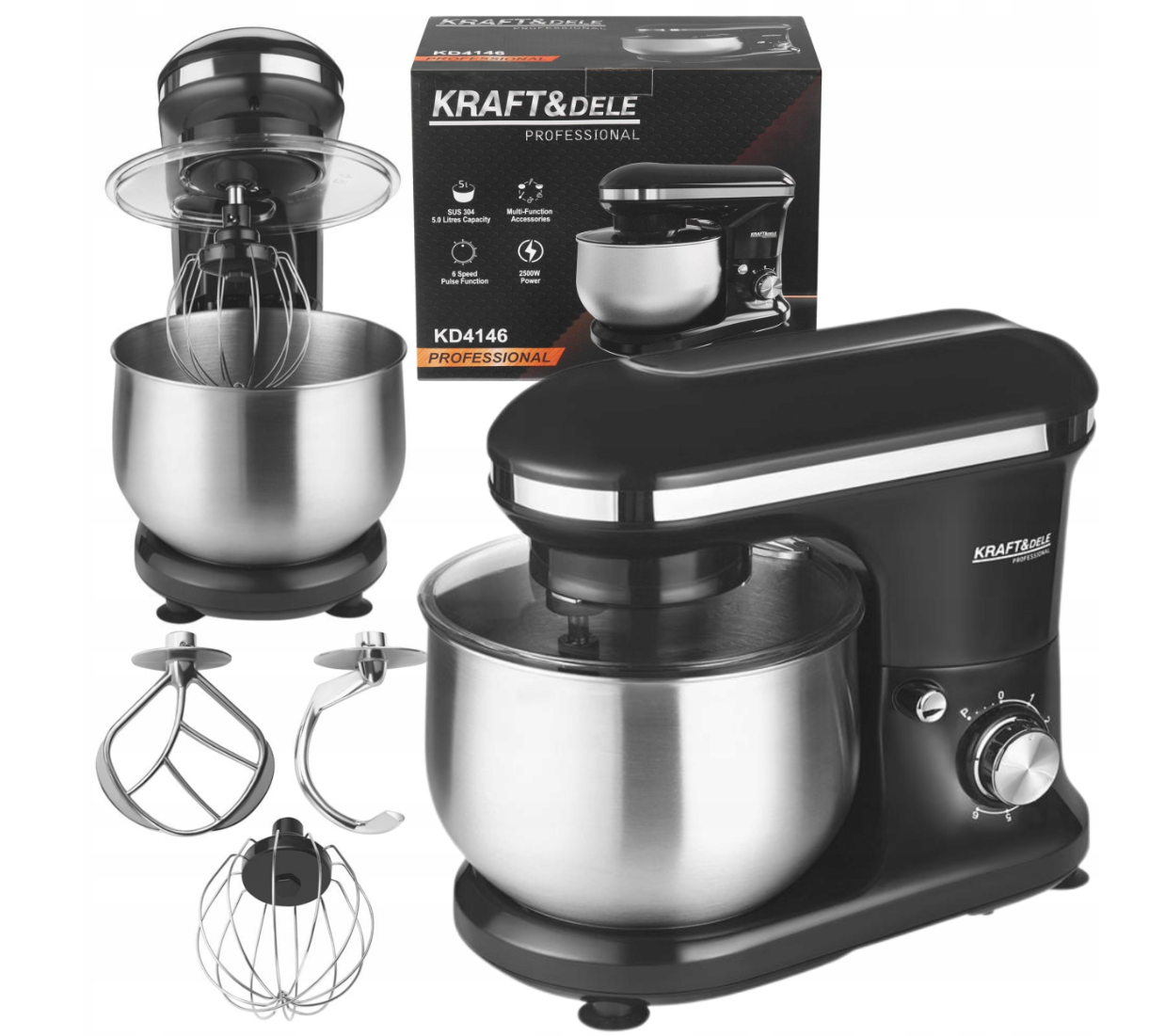 Планетарний кухонний міксер Kraft&Dele KD4146, 2500 Вт, 5 л для замісу тіста збивання крему, міксер для дому, фото 1