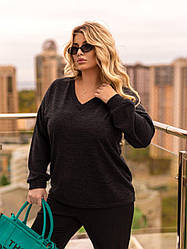Жіночий джемпер великі розміри чорний повсякденний батал