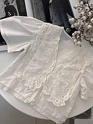 Блуза на дівчинку з мереживом Білий 67231, 91, Moonlinght, Білий, Для дівчаток, Літо, 104