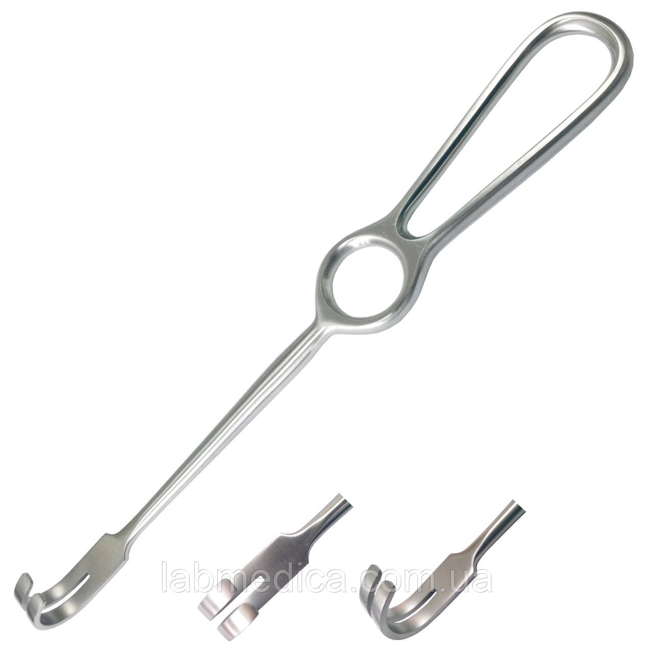Гачок хірургічний 2 зубці тупих по Kocher. Довжина 22 см SURGIWELOMED, фото 1