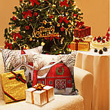 Комплект новорічних наволочок 4 шт 45*45см №2 чохли на подушки декоративні, фото 4