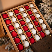 Набір 36 новорічних ялинкових іграшок кульок куль на ялинку новорічні червоні ялинкові кульки кулі іграшки і прикраси пластикові