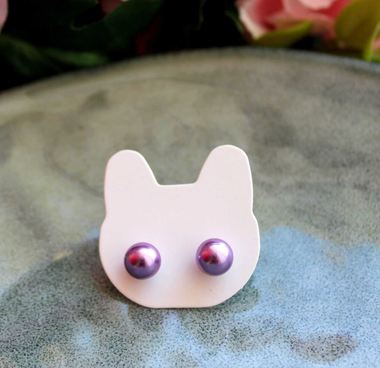 Сережки гвоздики " Фіолетові перлини", фото 1