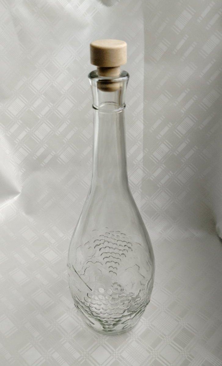 Пляшка скляна прозора 1000м л Грона Винограду т-корок