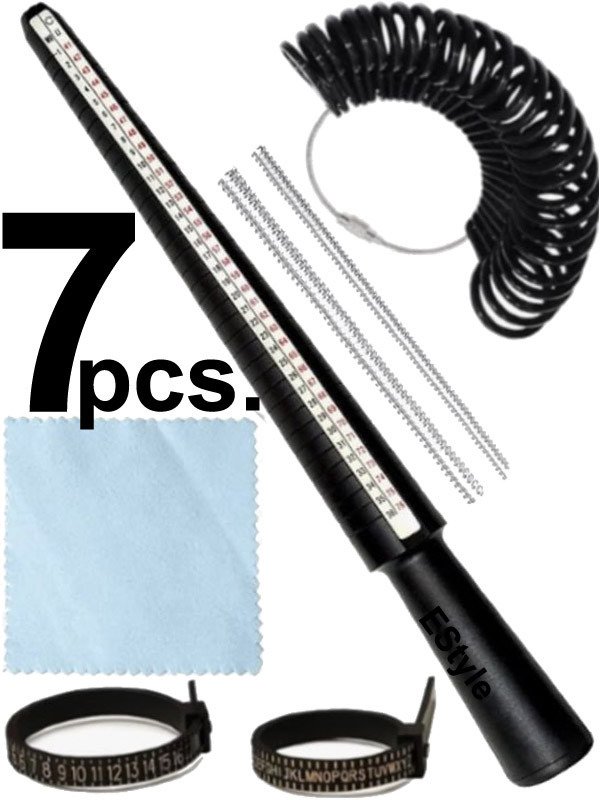 Набір кільцемірів 7 предметів для вимірювання розміру кільця та пальця, точний вимірювач діаметра, ювелірний інструмент для