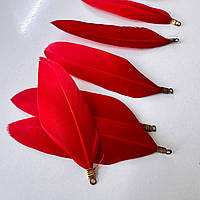 Пір'я з зажимом для виготовлення біжутерних виробів, сережок, сценічних аксесуарів (6-8 см), колір Red