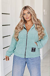 Тепла жіноча кофта батал на блискавці з капюшоном