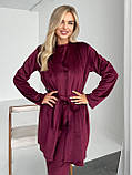 Жіночий домашній велюровий костюм-трійка ніжно-рожевого кольору (барбі), для затишний і приємний до тіла, фото 10
