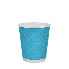 Паперовий стакан блакитний гофрований 250 мл, двошаровий — 30 шт/уп / 28уп.ящ