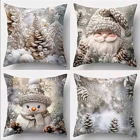 Комплект новорічних наволочок 4 шт 45*45см №9 чохли на подушки декоративні