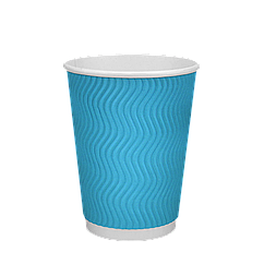 Паперовий стакан блакитний гофрований 350 мл, двошаровий — 30 шт/уп / 20 уп.ящ