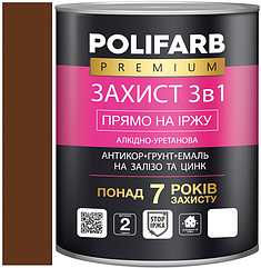 Ґрунт-емаль Захист 3в1 коричнево-шоколадна (RAL 8017) 0,9 кг, Polifarb