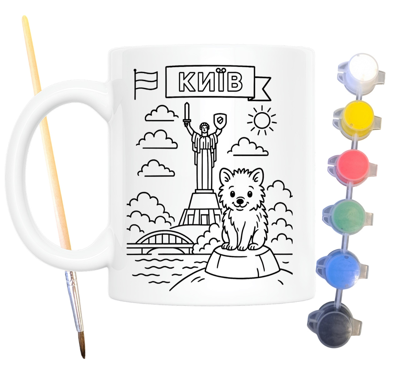 Набір для творчості кружка розмальовка Київ Батьківщина-Мати 330 мл біла (КР0075), фото 1