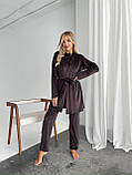 Жіночий домашній велюровий костюм-трійка темно-сірий (графітовий), для  затишний і приємний до тіла, фото 8