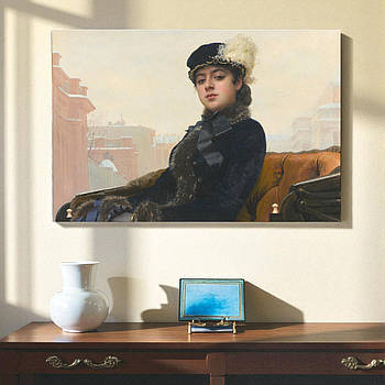 Картина-репродукція «Невідома» Івана Крамського, класичне мистецтво, фотодрук на полотні 60x40 см, настінний декор для дому