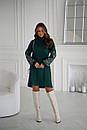 Жіноча зелена ангорова вільна сукня з вишивкою, фото 3