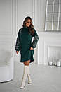 Жіноча зелена ангорова вільна сукня з вишивкою, фото 5