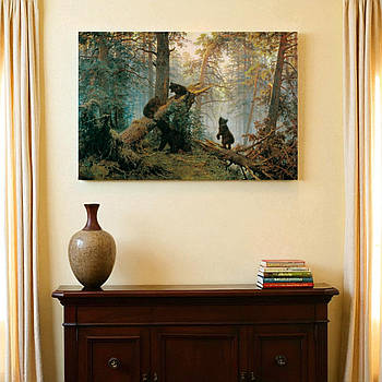 Картина-репродукція «Ранок у сосновому лісі» 60x40 см, класичне мистецтво, фотодрук на полотні, настінний декор для дому та офісу