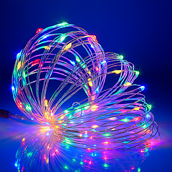 Світлодіодна гірлянда «Роса» 5 метрів різнокольорова (мікс), живлення батарейки + USB