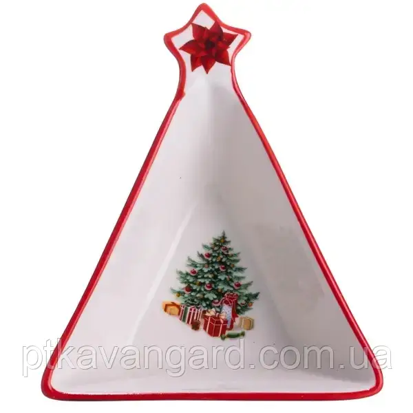 Піала для десертів та закусок Christmas порцелянова 15*12*4 см новорічна, фото 1