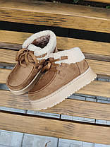 Жіночі зимові черевики-уггі РУДІ CAMEL UGG на платформі зі шнурками з манжеткою осінь, фото 2