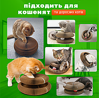 Кігтеточка-трансформер для котів картонна гармошка з м'ячиком, фото 4