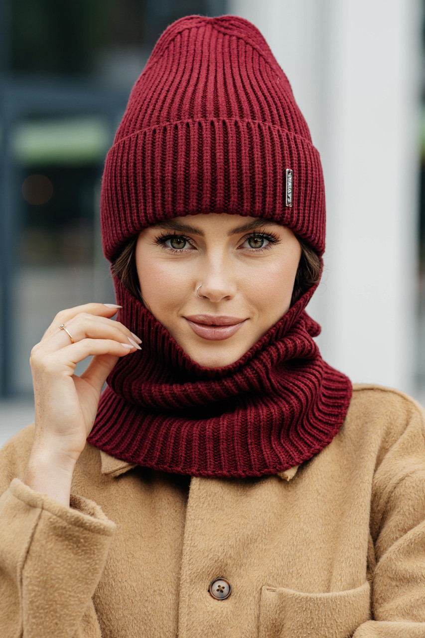 В'язаний комплект "Тина" колір вишня